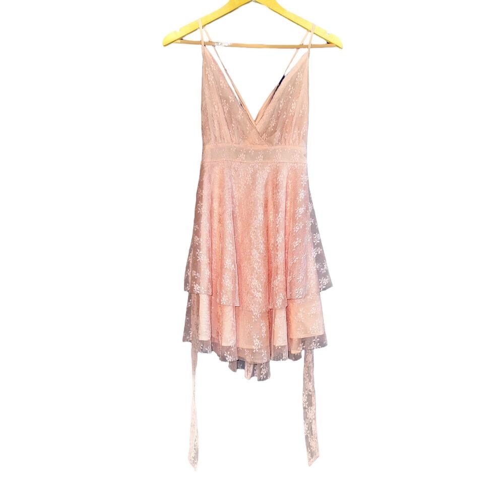 SBerto Lace Tiered Babydoll Mini Dress Fairy Ethereal Women's Small Y2K Ballet